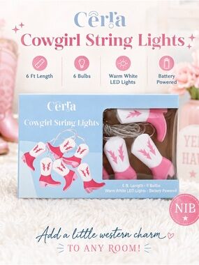 Pink Cowgirl String Lights - Battery LED Western Decor